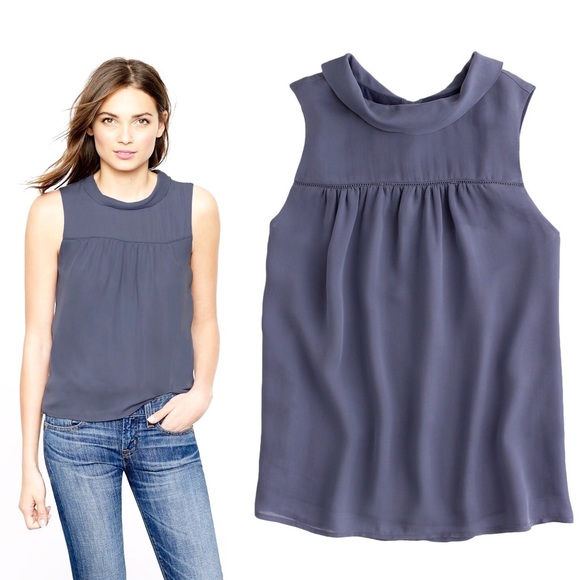 J. Crew Tops - J. Crew Silk Draped Collar Sleeveless Top Lilac